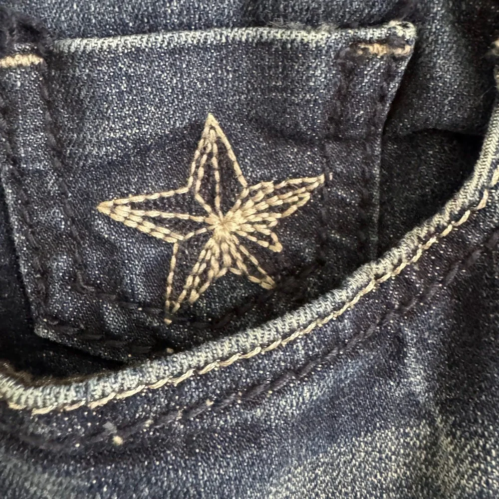 Peoples Liberation Women's Star Sequin Bootcut Jeans Western Dark Wash Size 27